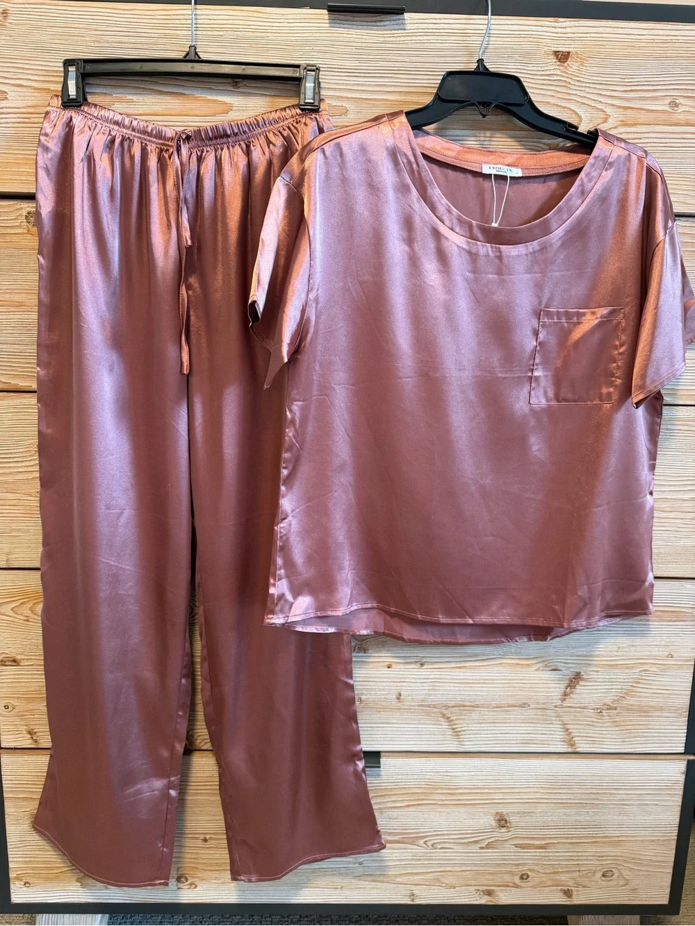 Satin Two-Piece Set in Copper Rose
